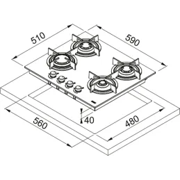 Table de cuisson à gaz FHCR 604 4G HE BK C