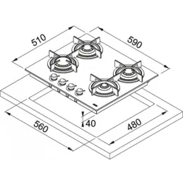Table de cuisson à gaz FHMA 755 4G DCL BK C