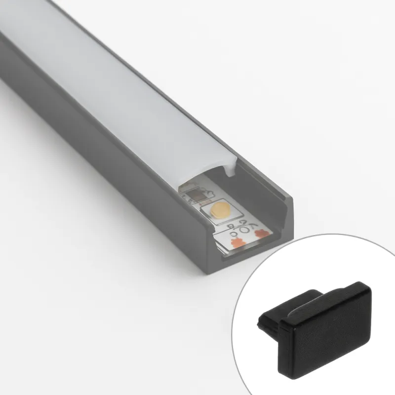 Jeu de 2 embouts pour profilé LED MAXX / Noir
