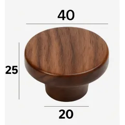 Poignée bouton en bois ALICA / Noyer américain verni