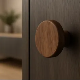 Poignée bouton en bois ALICA / Noyer américain verni