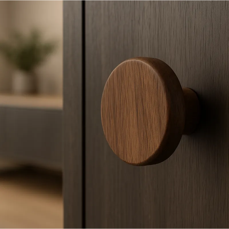 Poignée bouton en bois ALICA / Noyer américain verni