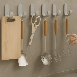 Patère adhésive en plastique SIX / Gris