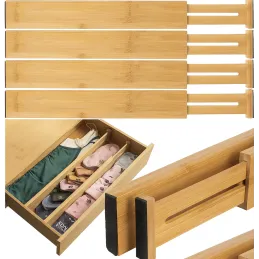Set de 4 organiseurs réglables pour tiroirs / Bois naturel