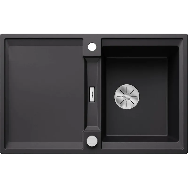 Évier en grès Blanco ADIRA 45 S avec commande d’évacuation excentrée / Noir