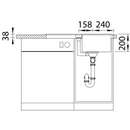 Évier en grès Blanco ADIRA 45 S avec commande excentrée / Café