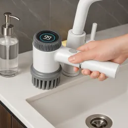 Brosse de nettoyage rotative électrique / Blanche