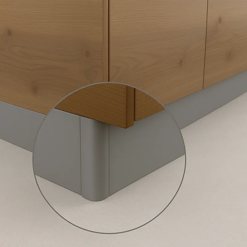 Raccord d’angle pour plinthe de cuisine en plastique / Gris