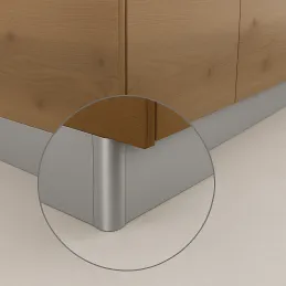 Raccord d’angle pour plinthe de cuisine en plastique / Inox brossé