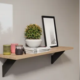 Lot de 2 consoles d’étagère MALAGA / Noir mat