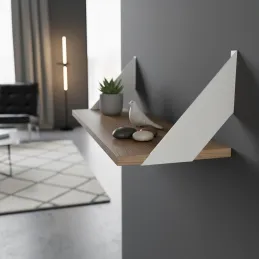 Lot de 2 consoles d’étagère MALAGA / Blanc mat