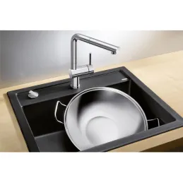 Évier en grès Blanco DALAGO 6 avec commande d’évacuation excentrée / Tartufo