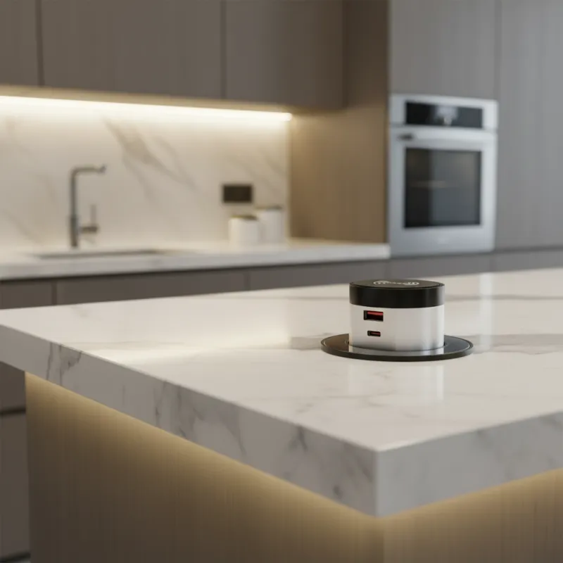 Prise électrique escamotable VENUX 1x USB A-C / Inox