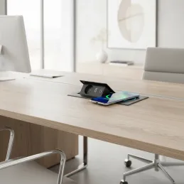 Prise électrique escamotable 1x230V + recharge USB A-C / Noir mat