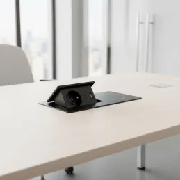 Prise électrique escamotable 1x230V + recharge USB A-C / Noir mat