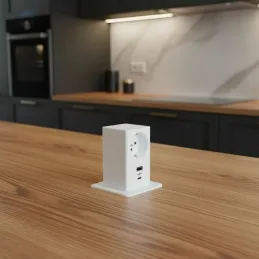Prise escamotable SQUARE UP FRENCH 1x230V + USB A-C / Blanc mat