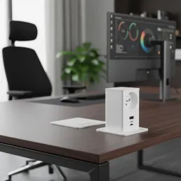 Prise escamotable SQUARE UP FRENCH 1x230V + USB A-C / Blanc mat