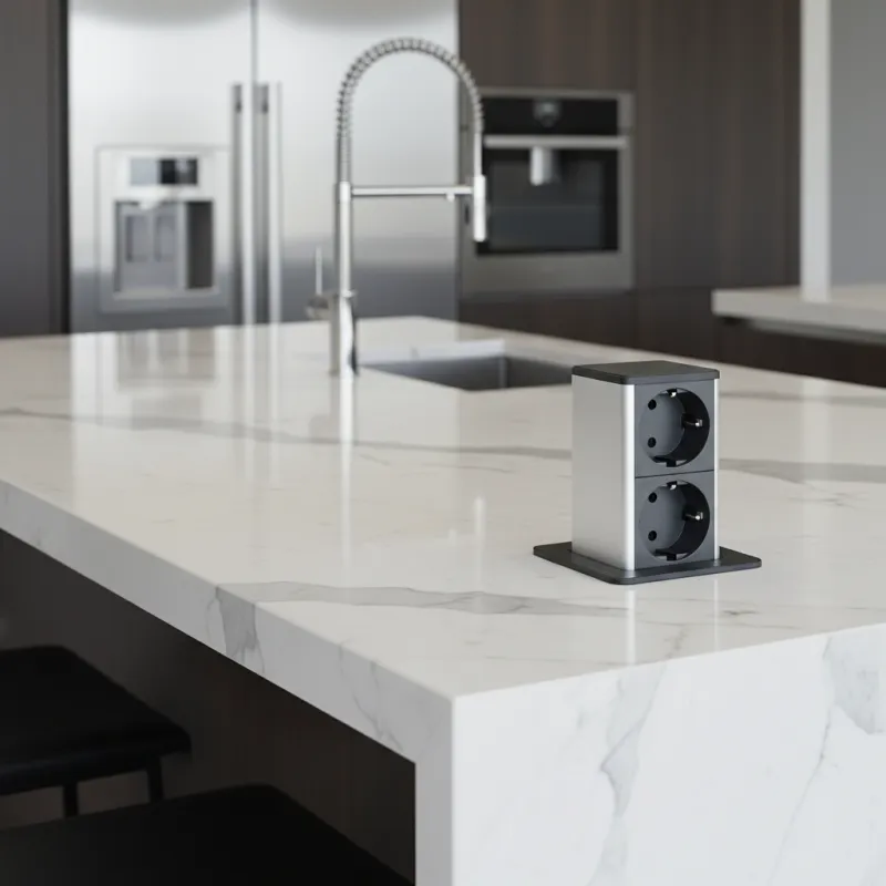 Prise escamotable SQUARE UP SCHUKO 2x230V / Noir mat