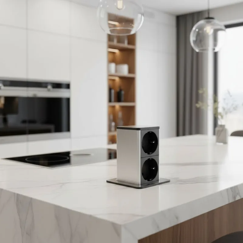 Prise escamotable SQUARE UP SCHUKO 2x230V / Inox