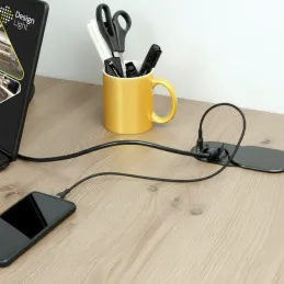 Prise électrique SLIDE 1x230V + 1xUSB C+A FRENCH / Noir mat