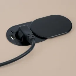 Prise électrique SLIDE 1x230V + 1xUSB C+A FRENCH / Noir mat