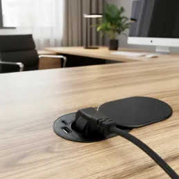 Prise électrique SLIDE 1x230V + 1xUSB C+A FRENCH / Noir mat