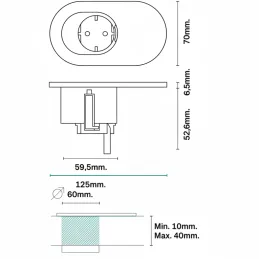 Prise électrique ORBIT 1 x 230 V / Noir mat