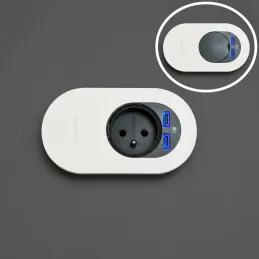 Prise électrique ORBIT 1x 230V + 2x USB A-C / Blanc mat 
