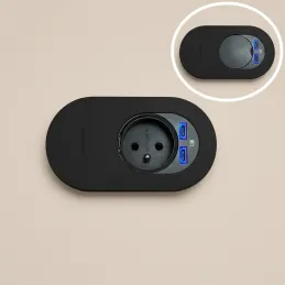 Prise électrique ORBIT 1x 230V + 2x USB A-C / Noir mat
