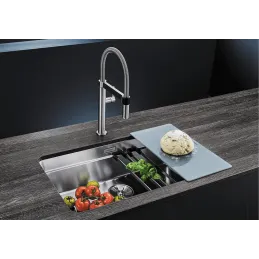 Évier en acier inoxydable Blanco ETAGON 700-U avec rails coulissants