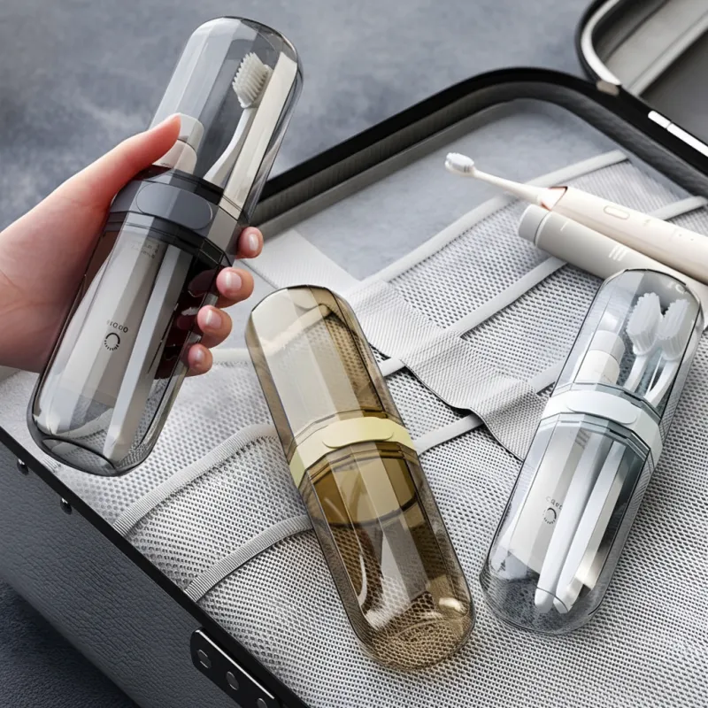 Étui de voyage transparent pour brosses à dents