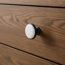 Bouton de meuble BLANCA / Noir – Porcelaine blanche