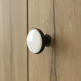 Bouton de meuble BLANCA / Noir – Porcelaine blanche