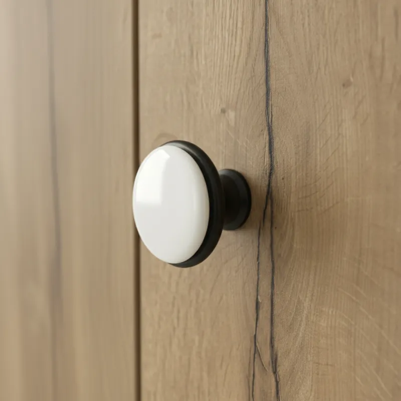 Bouton de meuble BLANCA / Noir – Porcelaine blanche