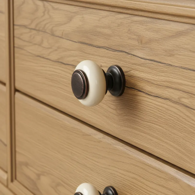 Bouton de meuble RAENA / Porcelaine – patine brune