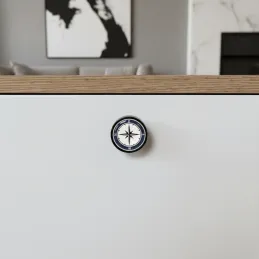 Bouton de meuble en bois ARSIA / Noir – motif boussole