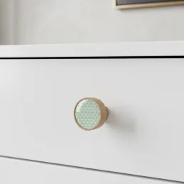 Poignée bouton en bois ARSIA / Hêtre – triangles verts