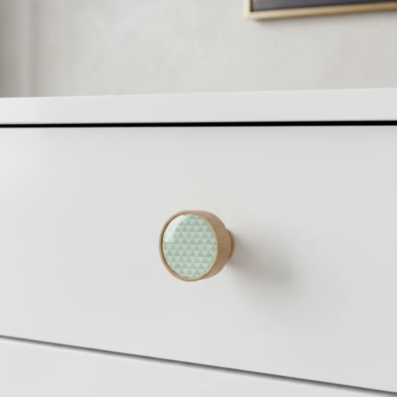 Poignée bouton en bois ARSIA / Hêtre – triangles verts