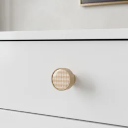 Bouton de meuble en bois ARSIA / hêtre – triangles orange
