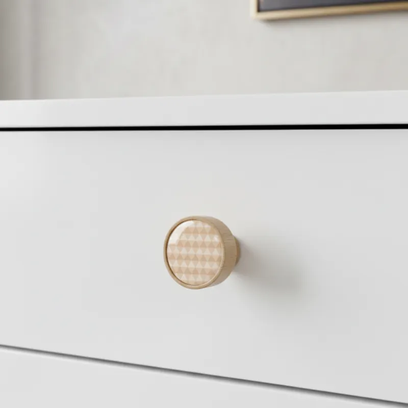 Bouton de meuble en bois ARSIA / hêtre – triangles orange