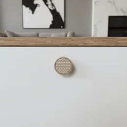 Bouton de meuble en bois ARSIA / hêtre – triangles beiges