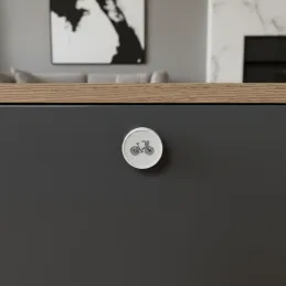 Bouton de meuble en bois ARSIA / Blanc – motif vélo