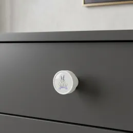 Bouton de meuble en bois ARSIA / Blanc – motif lavande