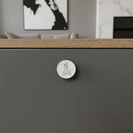 Bouton de meuble en bois ARSIA / Blanc – motif lavande