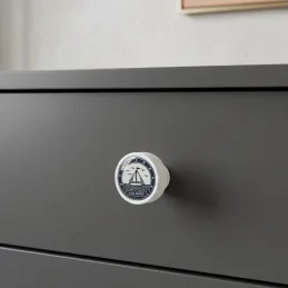 Poignée bouton en bois ARSIA / Blanc – motif bateau