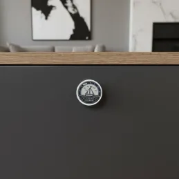 Poignée bouton en bois ARSIA / Blanc – motif bateau