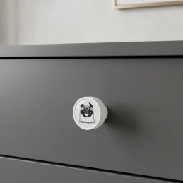 Bouton de meuble en bois ARSIA / Blanc – motif bouledogue
