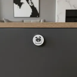 Bouton de meuble en bois ARSIA / Blanc – motif bouledogue