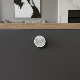 Poignée bouton en bois ARSIA / Blanc – motif sapin blanc