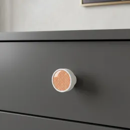Bouton de meuble en bois ARSIA / Blanc – motif sapin orange